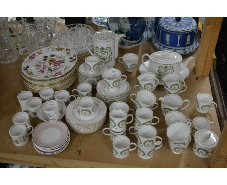 A Susie Cooper, tea,Coffee set comprising of Cups,Saucers,Side plates , Tea pot, Coffee pot, together with six pSusie Cooper 