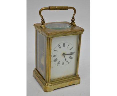 A French brass cased carriage clock striking on a gong, 