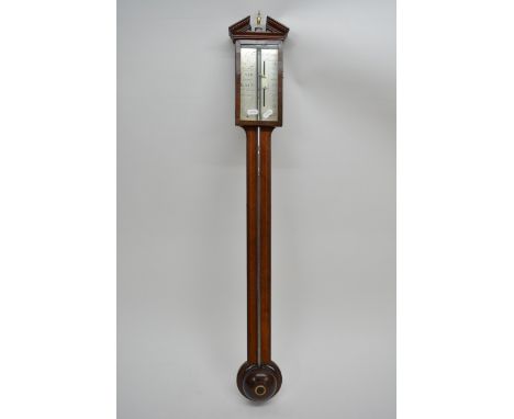 A George III mahogany stick barometer, made by S.Stephenson, Norwich. Height: 39 inches (approx)