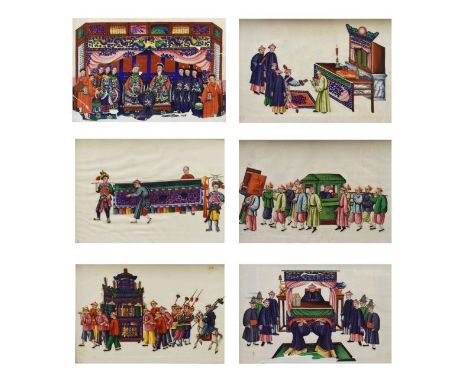 Twenty-four late 19th Century Chinese watercolours on pith paper, variously depicting Imperial and Court life, to include the