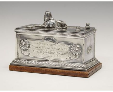 Militaria - Black Watch Interest - Officers' Mess silver cigar cutter/lighter bearing the presentation inscription 'Presented