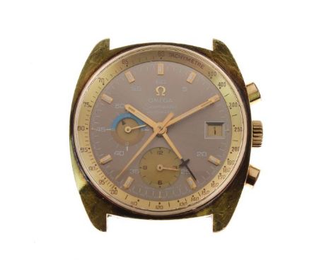 Omega - Seamaster Automatic Chronograph watch head, ref: MD176.007, gold on steel case, the silver/grey dial with date, inter