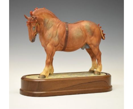 Doris Linder for Royal Worcester - Limited edition equestrian figure - Suffolk Stallion, No.380/500, with certificate, 25cm h