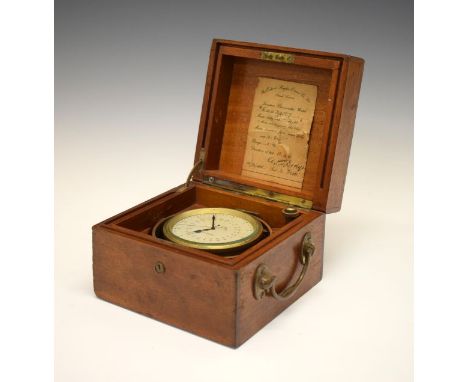 World War II period Longines keyless marine chronometer, the 8cm dial with Arabic numerals and subsidiary dial, brass case wi