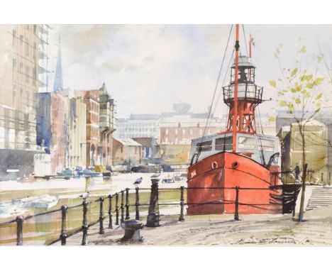 Brian Lancaster (1931-2005) - Watercolour - The Light Ship, Welsh Back, Bristol, signed and dated '86, 33cm x 50cm A.R. Condi