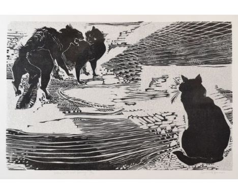 Gertrude Hermes (1901-1983) - Wood-cut print - Other Cats And Henry, No.24/50, signed, titled and numbered in pencil, 30cm x 