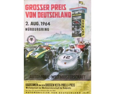 Automobilia/Motor Racing Interest - Poster for the Grosser Preis Von Deutschland (German Grand Prix) at Nurburgring 2nd Augus