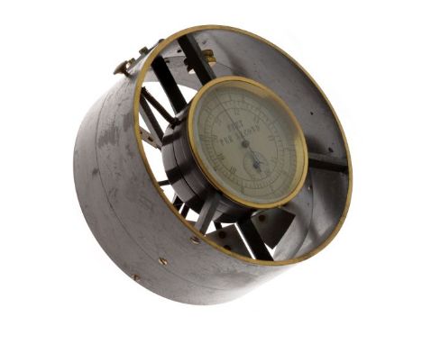 Brass colliery anemometer by Davis & Son of London and Derby, No.6, patent No.13182, the silvered dial with Arabic numerals a