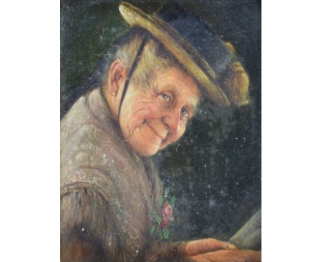 Hans Barttenbach (German 1908-c1980) - Oil on panel - The Letter, being a detailed study of an elderly Tyrolean lady, unsigne