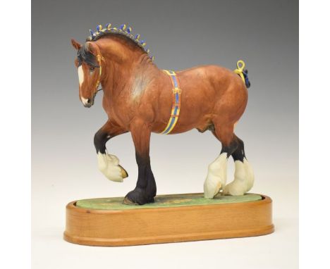 Doris Linder for Royal Worcester - Limited edition equestrian figure - Shire Stallion, No.225/500, with certificate, 25.25cm 