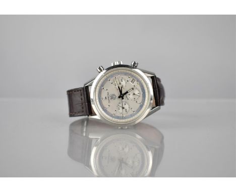 A TAG Heuer Carrera, Automatic Gents Chronograph Wristwatch, Model CV2110-1. Pencil Hands to Round Brushed Silvered Face havi