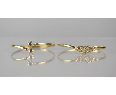 A 9ct Gold Bangle with Star Terminals, Stamped 375, OPT, 2.8gms together with an Unmarked Gold Coloured Metal Example having 