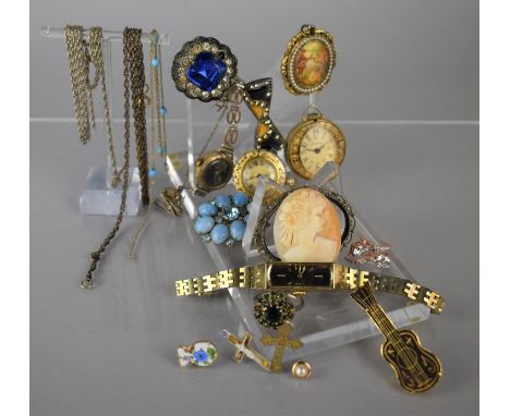 A Collection of Various Vintage Costume Jewellery to include Lucerne Gilt Metal Ladies Pocket Watch together with a Smaller P