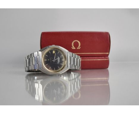 A Vintage Boxed Gents Omega Constellation Chronometer with Quartz Movement, Circular Grey/Black Face with Baton Hands and Hou