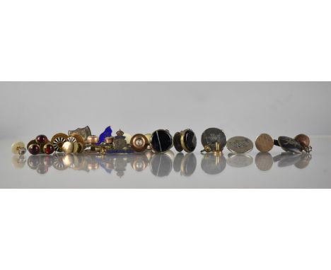 A Collection of Various Vintage Studs and Cufflinks to include Silver, Jewelled and Gold Plated Examples together with a Whit