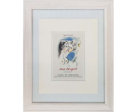 MARC CHAGALL, 'Galerie De Ponchettes, 1958', exhibition poster, 26cm x 18cm, framed. 
