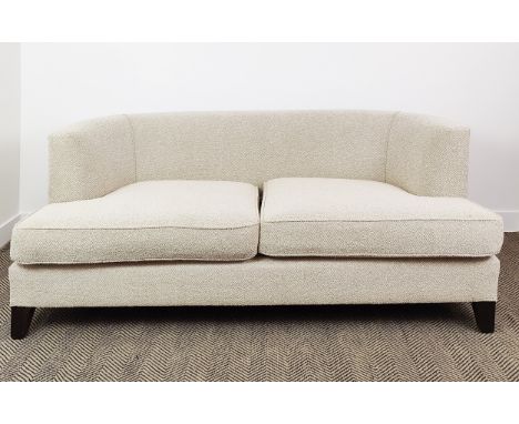 SOFA, in neutral fabric with curved arms, 180cm W x 74cm H. 
