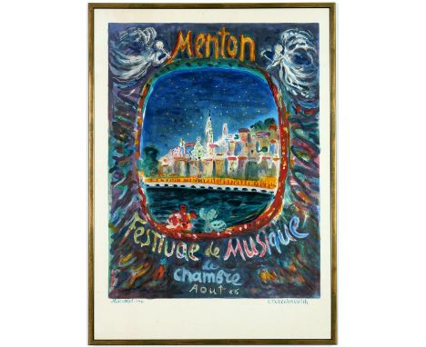 CONSTANTIN TERECHKOVITCH, Menton, France lithograph, signed in the plate, printed by Mourlot 1966, 78cm x 55cm. (Subject to A