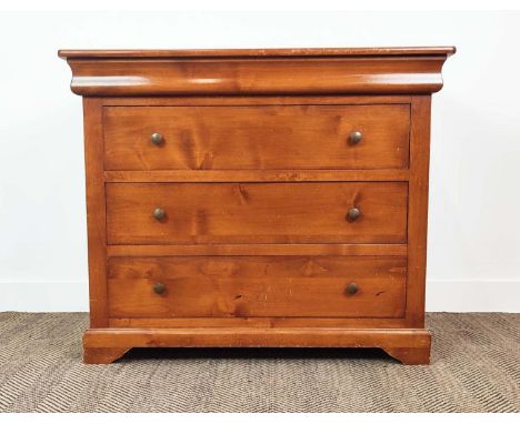COMMODE, by Consorzio Mobili, cherrywood with three long drawers, 87cm H x 105cm W x 50cm D. 