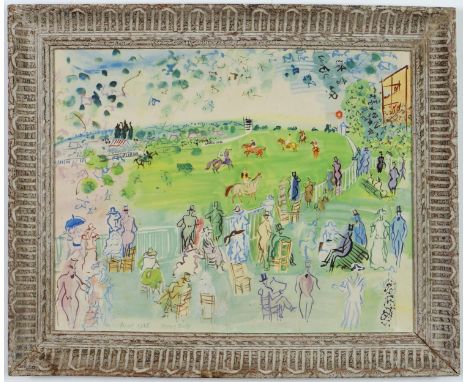 RAOUL DUFY, Ascot, lithograph, signed in the plate, French Montparnasse frame, 63cm x 49cm. 