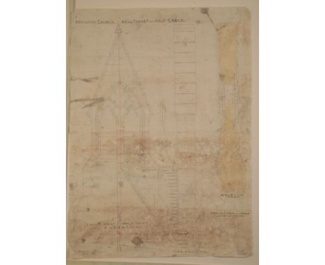 THOMAS HARDY INTEREST: 26 ARCHITECTURAL DRAWINGS OF ATHELHAMPTON/ADMISTON CHURCH BY HICKS ARCHITECTS, DORCHESTER the majority