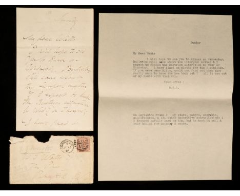 AN INTERESTING COLLECTION OF LETTERS FROM DANTE GABRIEL ROSSETTI TO THEODORE WATTS-DUNTON dating from 1887 to 1881, chiefly c