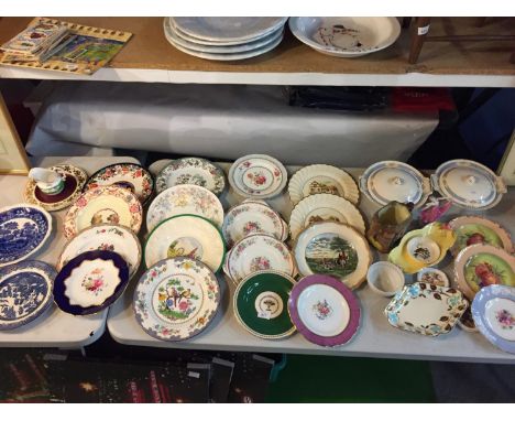 A LARGE COLLECTION OF CERAMICS TO INCLUDE, SPODE, MYOTT AND SON, ROYAL WINTON, COPELAND, ETC.  INCLUDES CABINET PLATES, TUREE