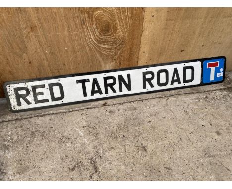 AN ENAMEL 'RED TARN ROAD' SIGN 