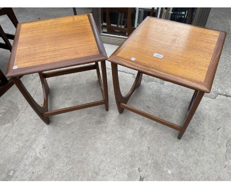 A PAIR OF RETRO TEAK G PLAN E GOMME LAMP TABLES18" X 17" EACH 