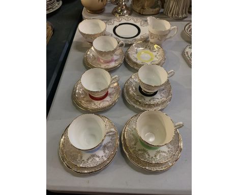 A COLLECTION OF WINSTON FINE BONE CHINA TO INCLUDE, A SERVING PLATE, CUPS, SAUCERS, SUGAR BOWL, MILK JUG, PLATES, ETC 