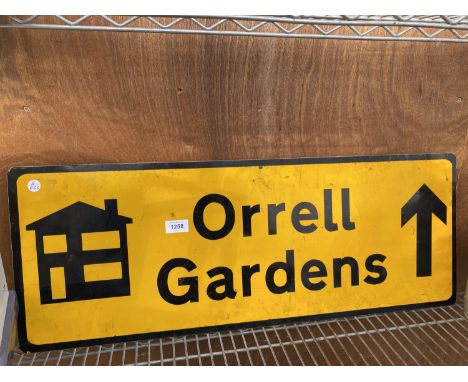 AN ENAMEL 'ORRELL GARDENS' ROAD SIGN 