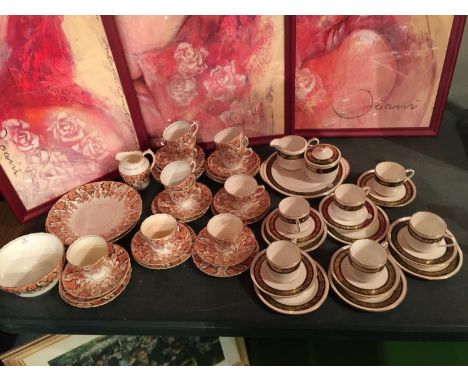 A QUANTITY OF AYNSLEY AND OTHER TEAWARE TO INCLUDE, CUPS, SAUCERS, PLATES, JUGS, SUGAR BOWLS, ETC 