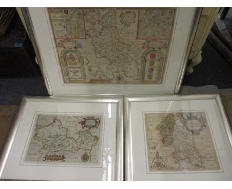 Three vintage maps, one of Buckinghamshire by John Speed 