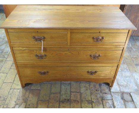 A circa 1900's ash chest of two over two drawers, bares label for Trevor Page &amp; Co, Norwich - good light colour in polish
