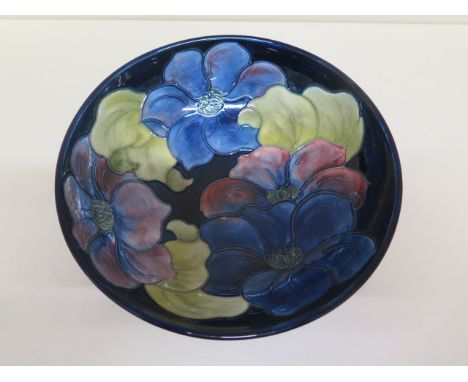 A Moorcroft cobalt blue Anemone bowl - Diameter 22cm - good condition, some light scratches, crazing 