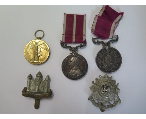 WWI medal to 3819 Pte C A Nightingale CAMB R (Cambridge Regiment) with Meritour Service and Long Service medals to Sjt Mjr F 