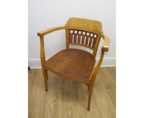 An Austrian model 714 bentwood beech armchair circa 1900's designed by Otto Wagner for JJ Kohn, geometric lattice back, serpe