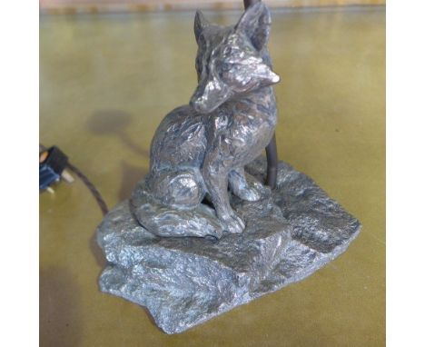 A modern designer lamp by David Hunt in the form of a bronzed fox - Overall height 37cm