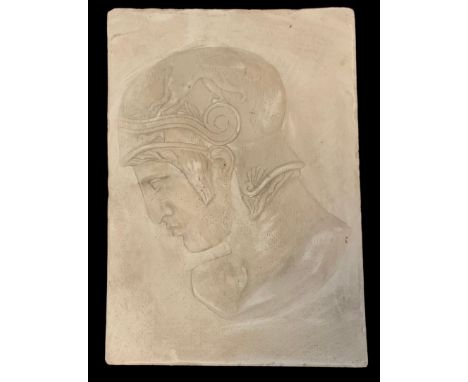A plaster frieze, in relief with classical portrait, 30cm x 21cm 