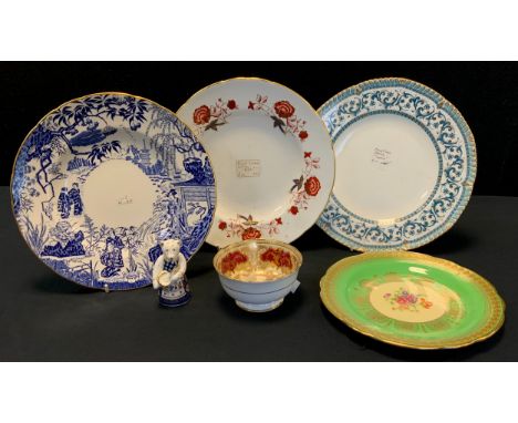 Royal Crown Derby plates including Bali, Imperial, Mikado; Teddy bear figure; etc 