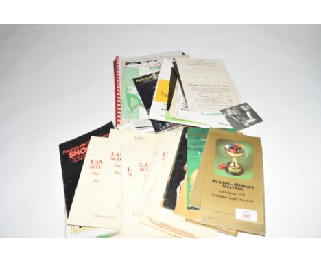 Mixed lot of various snooker ephemera to include Tams Journal The Brunswick Token Story, Clark McConachy MBE World Billiards 
