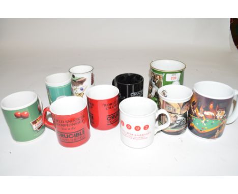 Collection of ten various modern ceramic snooker related mugs