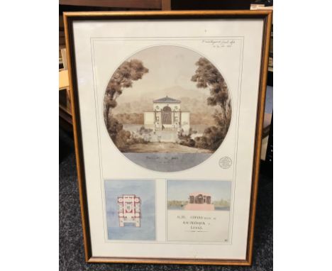 A 1988 print of a French Bath Pavilion, [58x41cm- frame] 