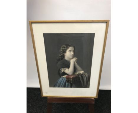 19th/early 20th century print depicting a woman praying, frame [59x46cm] 