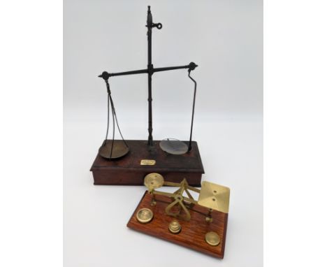 Antique letter scales with weights [S.Maw, Son &amp; Sons, Aldersgate St, London], together with postal scales 