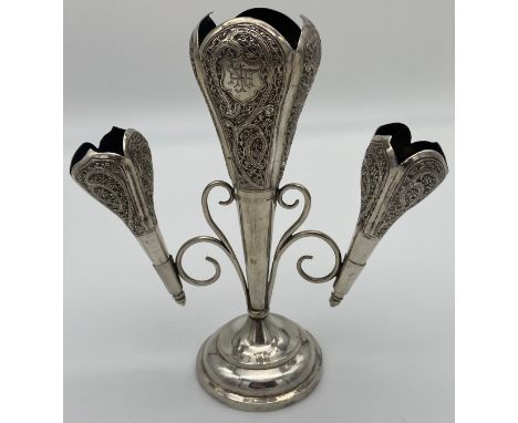 Antique silver three section ornate Epergne. [Unmarked] [23cm in height] [337grams] 