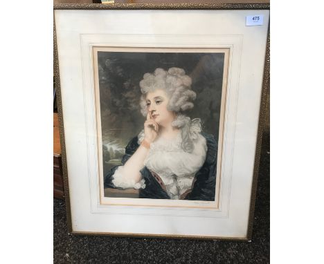 A 20th century coloured print titled 'Mrs Braddyl' Signed in pencil by the publisher/ Engraver. Fitted within a gilt frame. [