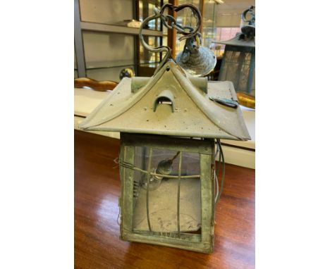 An art Nouveau outdoor porch lantern. 