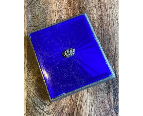 A Birmingham silver and blue enamel cigarette case. [170.17Grams] [9x8.5cm] 