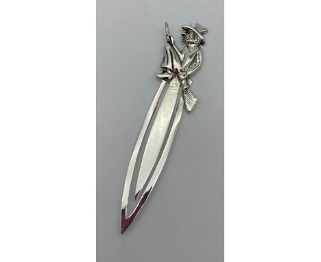 A Silver 925 bookmark with witch finial figure [8cm in length] 